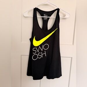 Nike Black Racerback Tank with Neon Yellow Swoosh